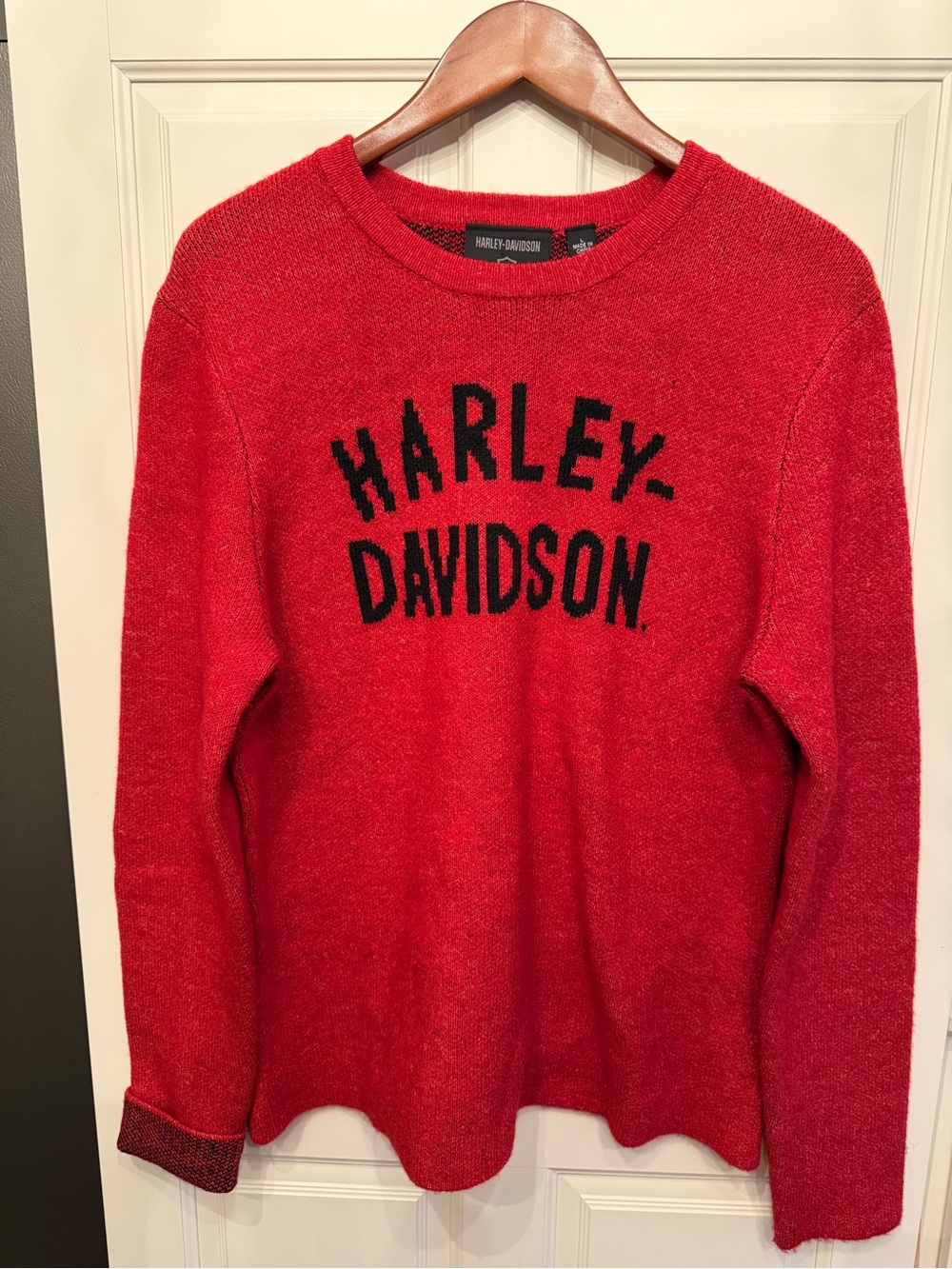 Harley-Davidson Red Crewneck Sweater with Black Logo Size L